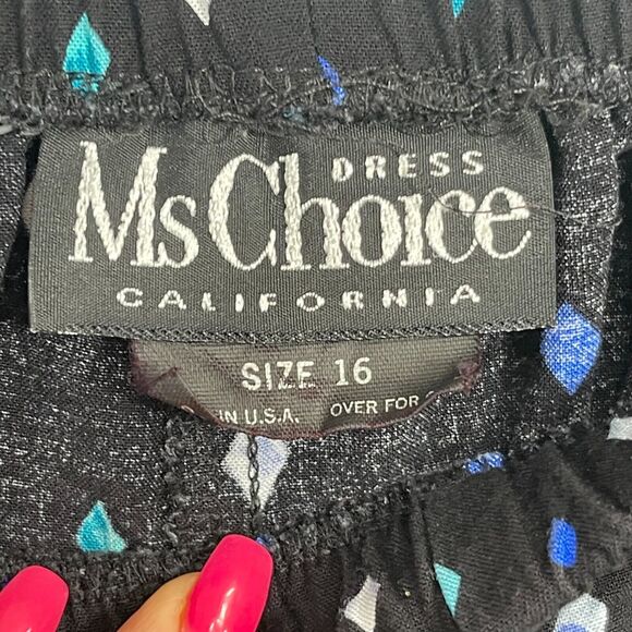 VTG 80's Button Up Blouse 12 Pant 16 Set Outfit Patchwork Rayon USA Cottage Boho - Picture 8 of 8